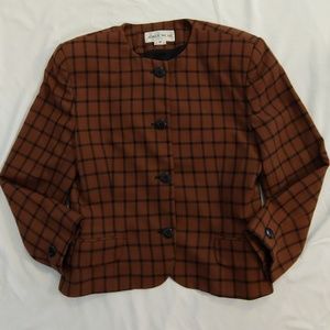 Jones Wear Brown Plaid Blazer